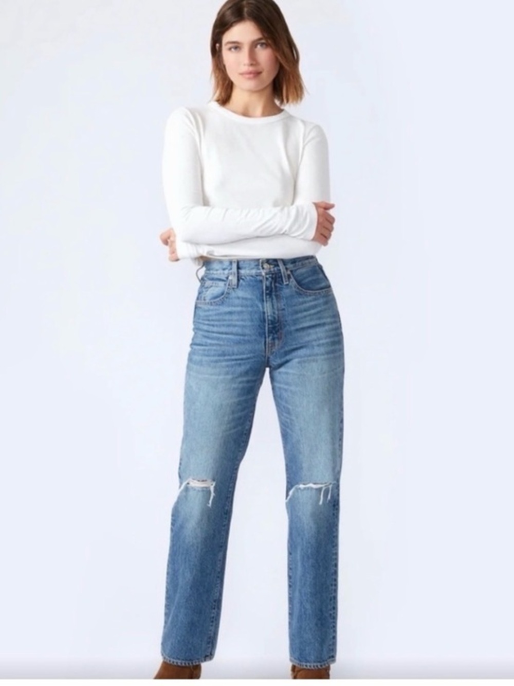 SLVRLAKE London High-Rise Straight Leg Jeans in Blue Denim Classic Premium NEW